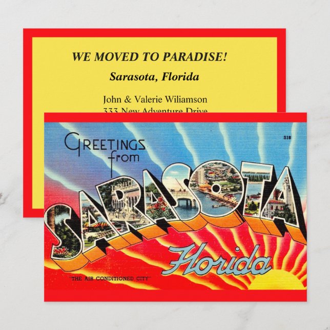 Sarasota Retro Greeting Moving Announcement (Front/Back)