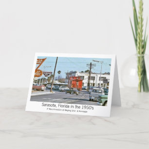 Sarasota Street Scene 1950s Holiday Card