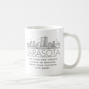 Sarasota Stylized Skyline   Custom Slogan Coffee Mug