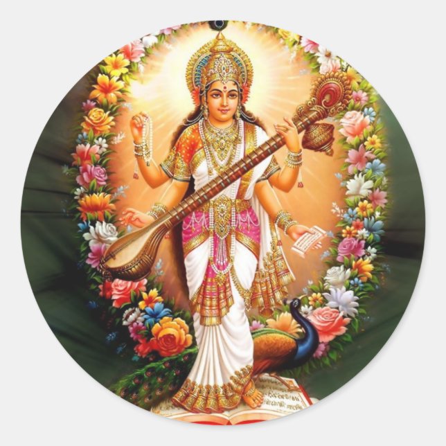 Saraswati Classic Round Sticker (Front)