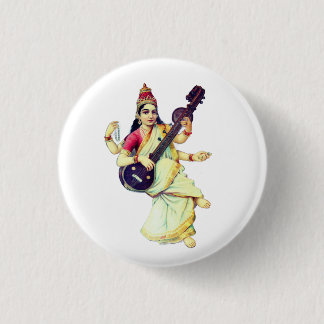Saraswati, Hindu Goddess 1 Inch Round Button