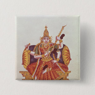 Saratheswathee, hindu goddess of learning 2 inch square button