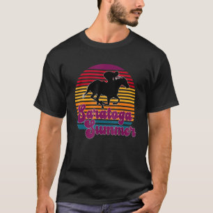 Saratoga Springs New York Summer Sunset Horse Raci T-Shirt