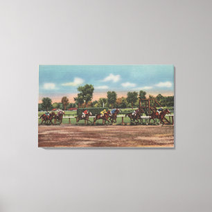 Saratoga Springs, NY - Horse Race Track Scene Canvas Print