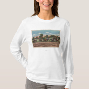 Saratoga Springs, NY - Horse Race Track Scene T-Shirt