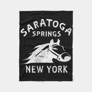 Saratoga Springs Ny Horse Vintage Graphic Racing S Fleece Blanket
