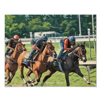 Saratoga Thoroughbreds Morning Workout Photo Print