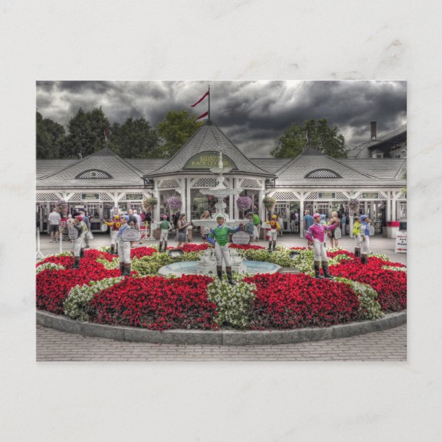 Saratoga's 12 Lawn Jockeys Postcard (Front)