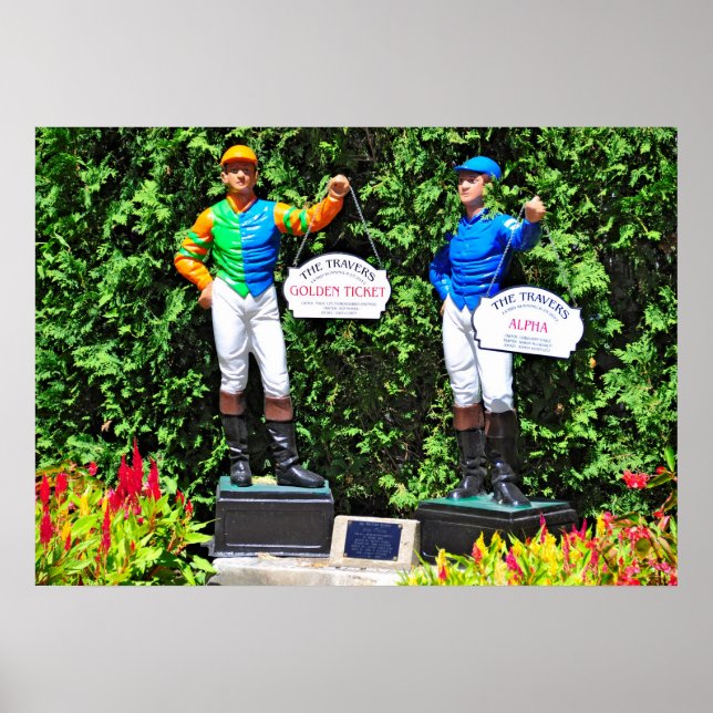 Saratoga's Iconic Traver's Stakes Lawn Jockeys Poster (Front)