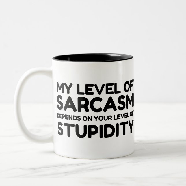 SARCASM DEPENDS ON STUPID Two-Tone COFFEE MUG (Left)