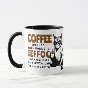  Sarcasm EEFOC Humour Grumpy Black Cat Coffee Mug