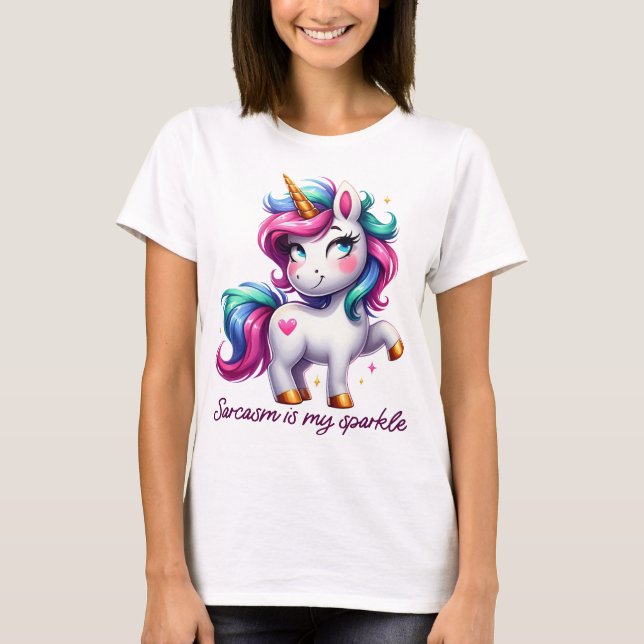 SARCASM IS MY SPARKLE CUTE UNICORN T-Shirt (Front)