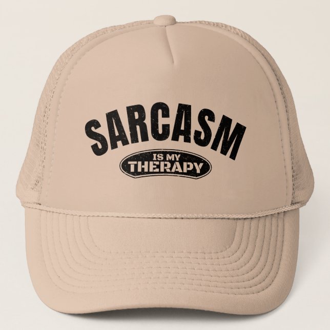 Sarcasm is my therapy funny typography gift trucker hat (Front)