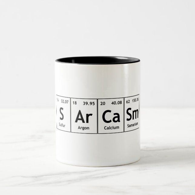 SArCaSm Periodic Table Elements Word Chemistry Two-Tone Coffee Mug (Center)