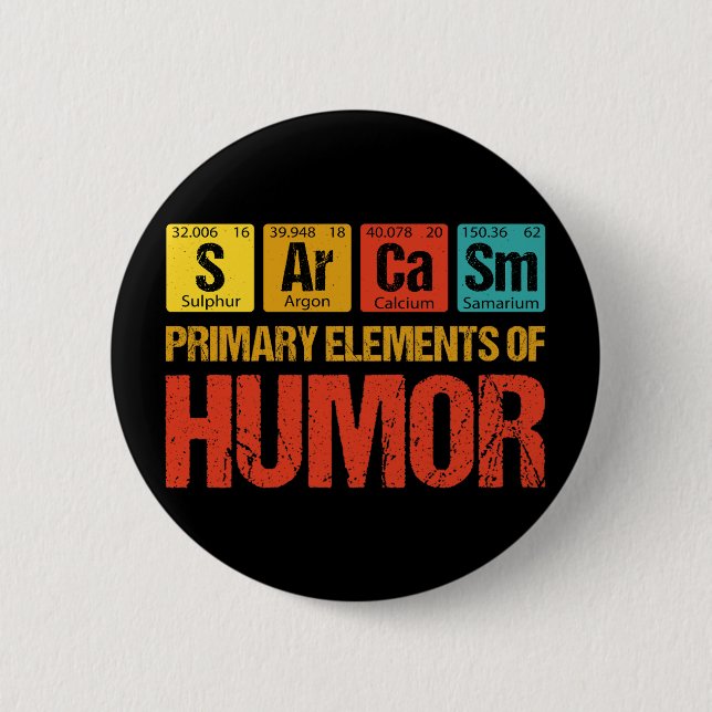 Sarcasm Primary Elements of Humour 2 Inch Round Button (Front)