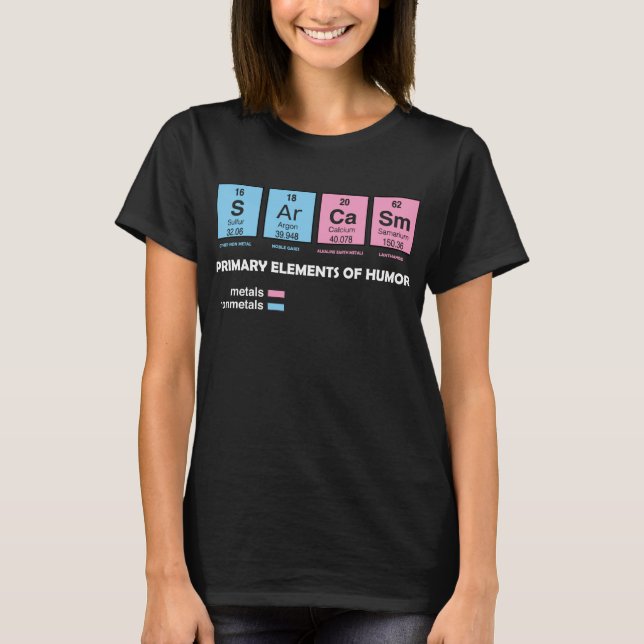 Sarcasm Primary Elements of Humour Science T-Shirt (Front)