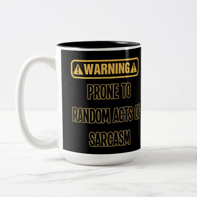Sarcasm Warning Humour Two-Tone Coffee Mug (Left)