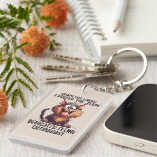 Sarcasm word art crazy cat lady keychain