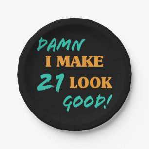 Sarcastic 21st Birthday Attitude Paper Plate