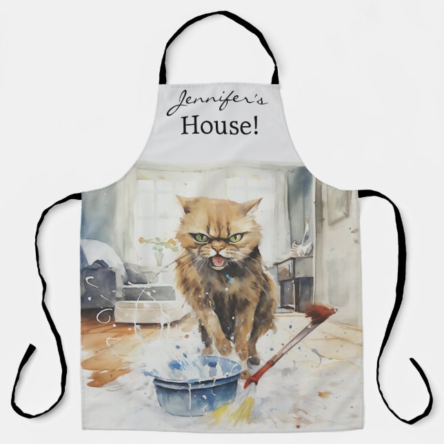 Sarcastic Angry Cat All-Over Print Apron (Front)