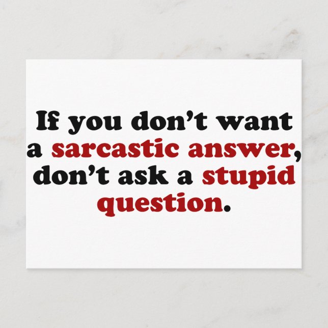 Sarcastic Answers Postcard (Front)