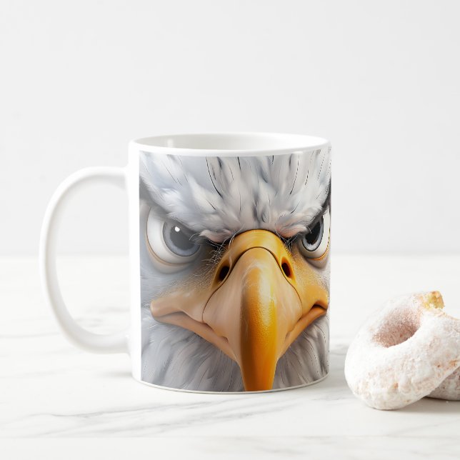 Sarcastic Bald Eagle Face Mug (With Donut)