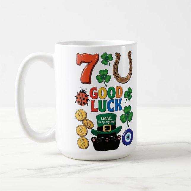 Sarcastic black cat  and Lucky charms Coffee Mug (Left)