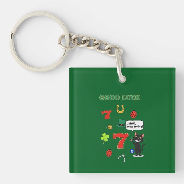 Sarcastic black cat &Lucky charms Keychain (Front)