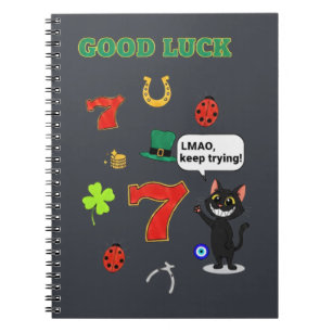 Sarcastic black cat &Lucky charms Notebook