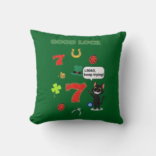 Sarcastic black cat &Lucky charms Throw Pillow