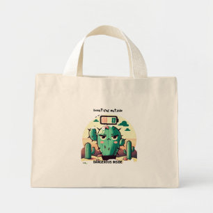Sarcastic Cactus with Low Battery Mini Tote Bag