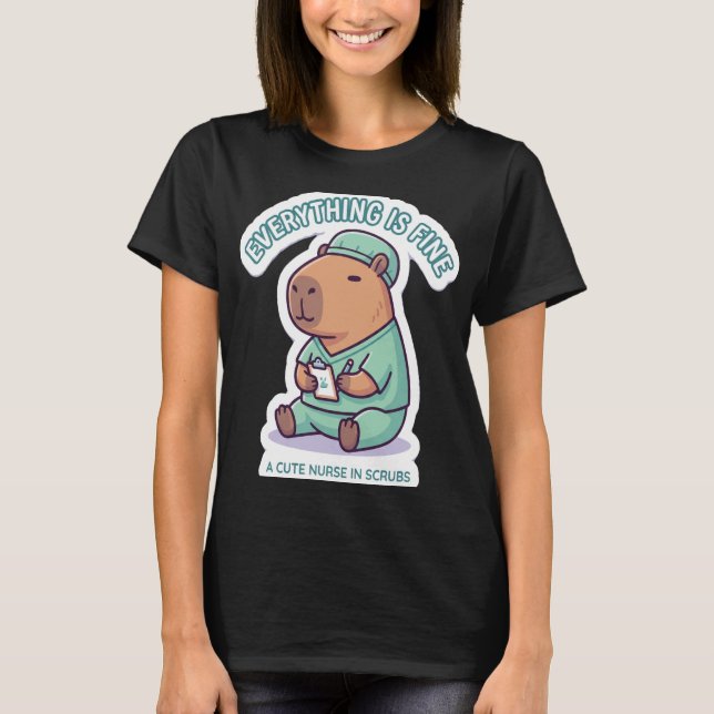 Sarcastic Capybara Nurse T-Shirt (Front)