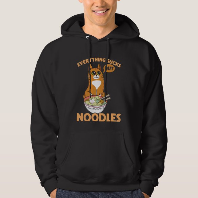 Sarcastic Cat and Japanese Noodle Ramen Lover Hoodie (Front)