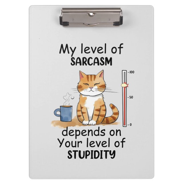 Sarcastic Cat – Funny Orange Art Clipboard (Front)