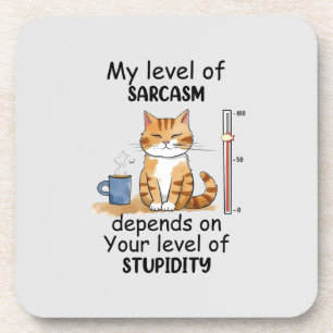 Sarcastic Cat – Funny Orange Art Coaster