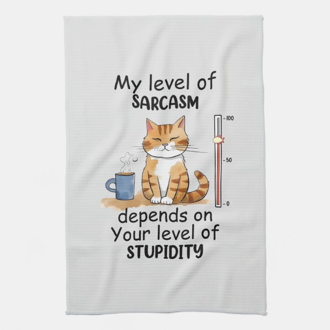Sarcastic Cat – Funny Orange Art Kitchen Towel (Vertical)