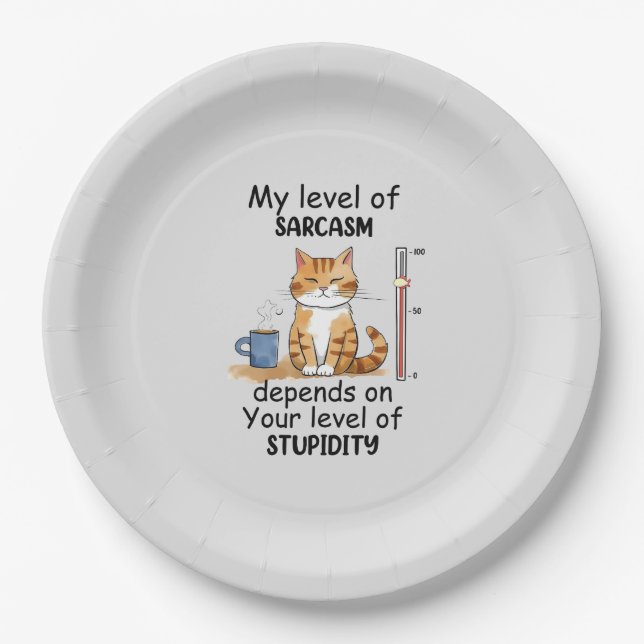 Sarcastic Cat – Funny Orange Art Paper Plate (Front)