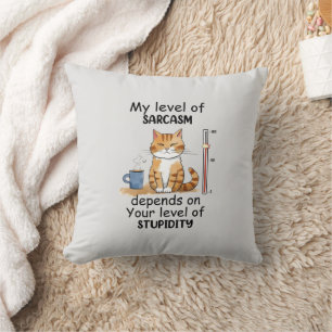 Sarcastic Cat – Funny Orange Art Throw Pillow