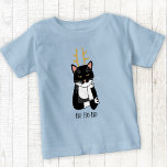 Sarcastic Christmas Cat Baby T-Shirt<br><div class="desc">A sarcastic,  annoyed and unenthusiastic black and white tuxedo cat with Christmas antlers.  Ho ho ho,  and all that.
Change or remove the text to customize.</div>