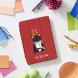 Sarcastic Christmas Cat Humour iPad Pro Cover<br><div class="desc">A sarcastic,  annoyed and unenthusiastic black and white tuxedo cat with Christmas antlers.  Ho ho ho,  etc.
Change or remove the text to customize.</div>