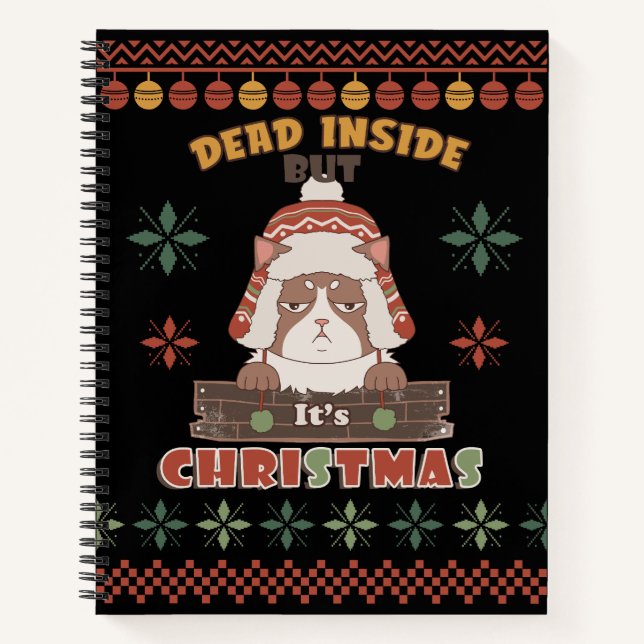 Sarcastic Christmas Dog - Ugly Sweater Inspired Notebook (Front)
