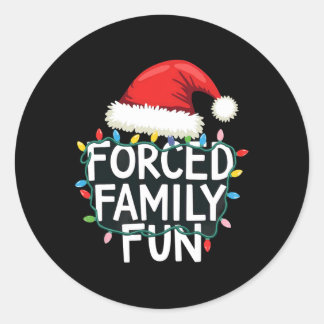 Sarcastic Christmas Lights Santa Claus Hat Forced  Classic Round Sticker