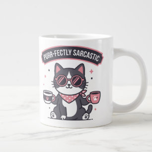 Sarcastic Cool Cat Bandana Coffee Lover Gift Large Coffee Mug