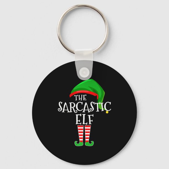 Sarcastic Elf Family Matching Group Christmas Prem Keychain (Front)