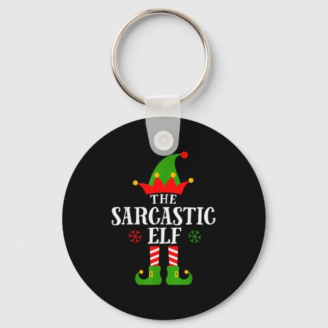 Sarcastic Elf Funny Matching Family Group Christma Keychain (Front)