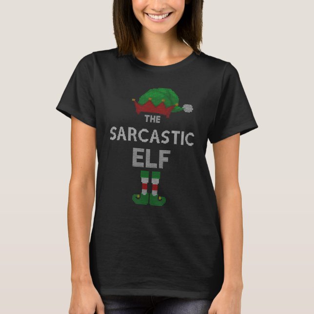 Sarcastic Elf Ugly Christmas Sweater Xmas Family M (Front)