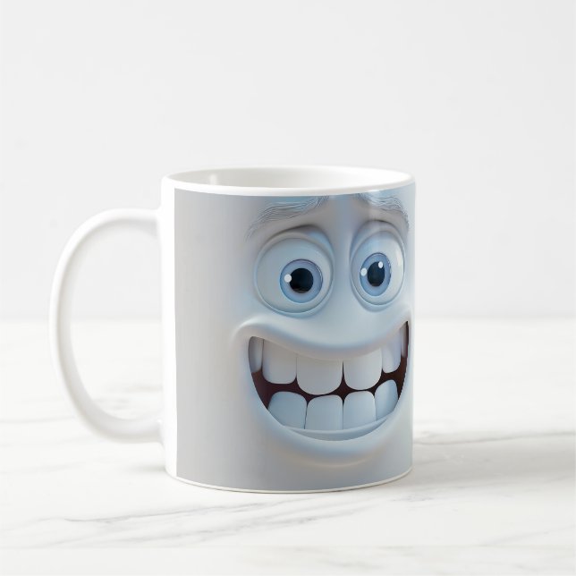 Sarcastic Face 3D Mug Wrap – Cheeky Smile Design (Left)