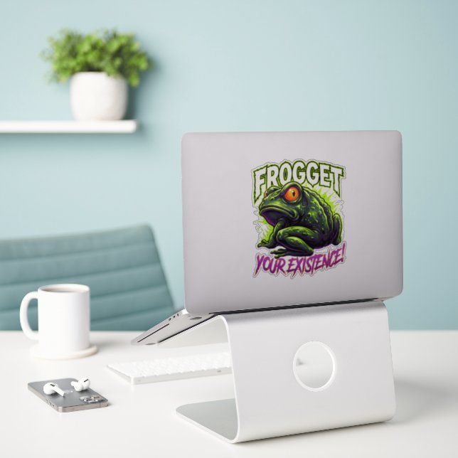 Sarcastic Frog Forget Your Existence Funny Meme (Laptop On Desk)