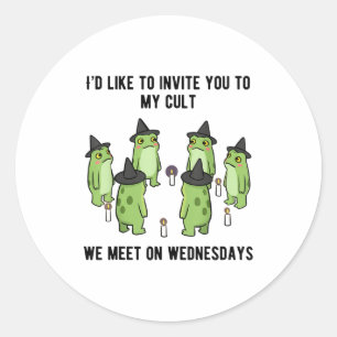 Sarcastic Frog Meme Funny Amphibian Cult Men And W Classic Round Sticker
