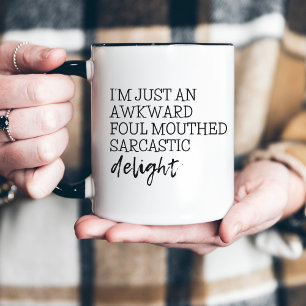 Sarcastic Funny Handwritten Bold Typography Two-Tone Coffee Mug
